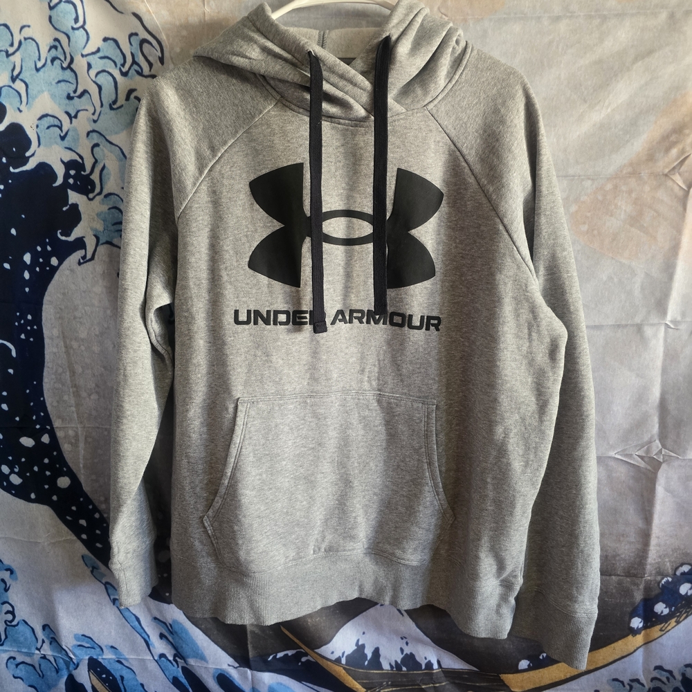 Under Armour Heather Gray Hoodie with Black Logo